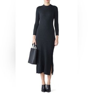Theory Rib Florence Wool Sweater Black Maxi Dress